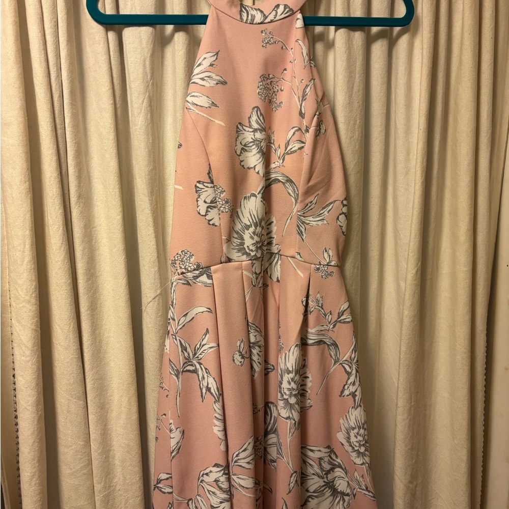 Floral Halter Neck Dress in Pink